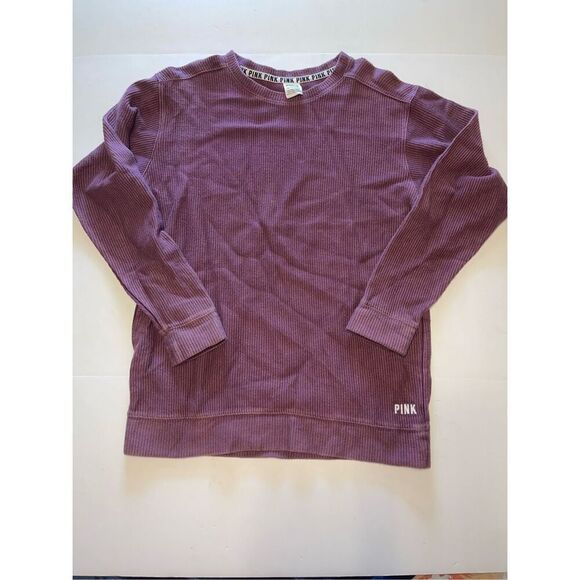 🤍Victoria's Secret PINK Ribbed Long Sleeve Top-Maroon-Size S A32 - Picture 1 of 6